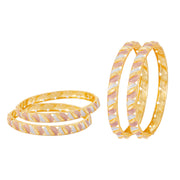 Gold Plated Designer Bangles Set for Women, Dual Tone Traditional Kada Set, Alloy Imitation Jewellery, Party Wear & Daily Wear (Set of 4)