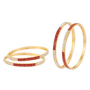 Trendy Dual-Tone Minimalist Gold Plated Bangle Set (4 Pcs)