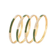Designer Dual-Tone Leaf & Sunburst Bangle Set (4 Pcs)