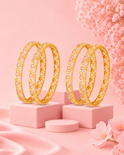 Designer Tri-Tone Filigree Gold Plated Bangles (Set of 4)