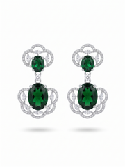 Fancy Green Stone Partywear Earrings | Stylish Emerald Drop Earrings | Trending Jewelry