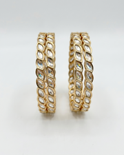 Fancy Gold Plated Eye-Stone Bangles / Stylish Kundan Chudi Set (4 Pcs)
