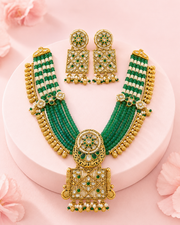 Stylish Fancy Emerald Green Kundan Haar Set - Partywear & Wedding Special