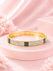 Dual-Tone Filigree & Geometric Square Bangle Set (4 Pcs)
