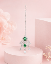 Emerald Green Stone Designer Maang Tikka for Bridal & Festive Wear