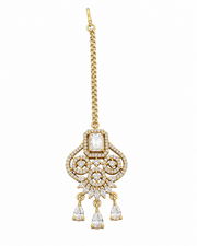 Traditional Gold-Tone AD Stone Maang Tikka for Bridal & Festive Wear