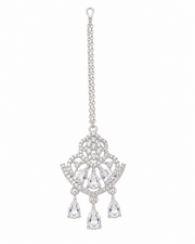 Silver-Tone Floral CZ Maang Tikka for Bridal & Festive Wear