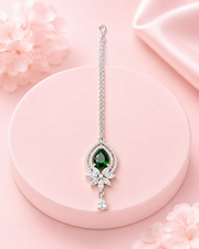Emerald Green Teardrop Stone Maang Tikka for Wedding & Party Wear
