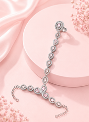 Pink Teardrop Stone Hand Harness Ring Bracelet for Party & Wedding Wear