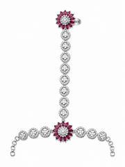 Floral Pink Stone Hand Harness Ring Bracelet for Wedding & Party Wear