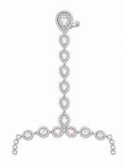 Pink Teardrop Stone Hand Harness Ring Bracelet for Party & Wedding Wear