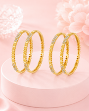 Fancy Sparkling Dual-Tone Gold Plated Bangle Set (Pack of 4)