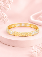 Fancy Two-Tone Gold Silver Plated Designer Bangles - Set of 4 Traditional Kangan for Women