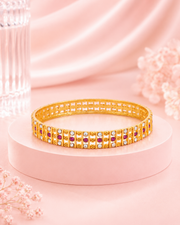 Trendy Ruby-White Stone Gold-Plated Bangles | Stylish Daily Wear Chudiyan (Set of 2)