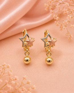 Fancy Star Bali - Stylish Tri-Tone Daily Wear Earrings for Women & Girls