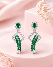 Stylish Emerald Green Fancy Partywear Dangler Earrings (Free Size)