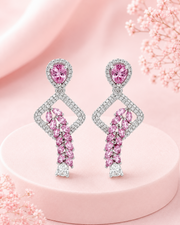 Stylish Pink AD Stone Fancy Drop Earrings | Partywear Dangler Earrings for Women & Girls