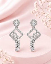 Fancy Stylish American Diamond Earrings | Partywear Silver Earrings | New Design Dangler