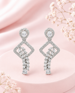 Fancy Stylish American Diamond Earrings | Partywear Silver Earrings | New Design Dangler