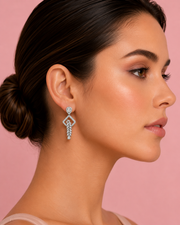 Fancy Stylish American Diamond Earrings | Partywear Silver Earrings | New Design Dangler