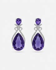 Fancy Royal Blue Crystal Earrings | Stylish Partywear Blue Drop Earrings | Designer Silver Plated Jewelry