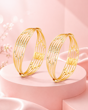 Fancy Gold Plated Multi-Color Pearl Kada | Stylish Partywear Bangles (Set of 2)
