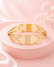 Fancy Gold Plated Multi-Color Pearl Kada | Stylish Partywear Bangles (Set of 2)