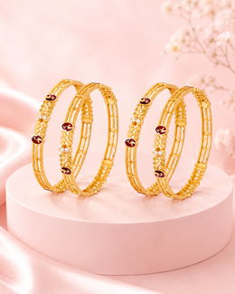 Fancy Sparkling Dual-Tone Gold Plated Bangle Set (Pack of 4)