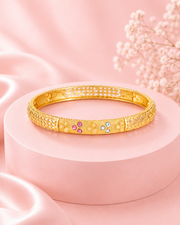 Fancy Green-Red Stone Gold Plated Bangle Set - Set of 4 Stylish Traditional Churiyan