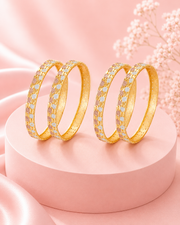 Trendy Multi-Tone Checkered Gold Plated Bangles (Set of 4) - Stylish Partywear