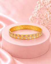 Trendy Multi-Tone Checkered Gold Plated Bangles (Set of 4) - Stylish Partywear
