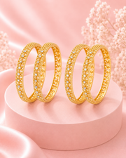Dual-Tone Zigzag Chevron Bangle Set (Set of 4)