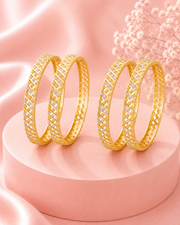 Minimalist Dual-Tone Beaded Slim Bangle Set (4 Pcs)