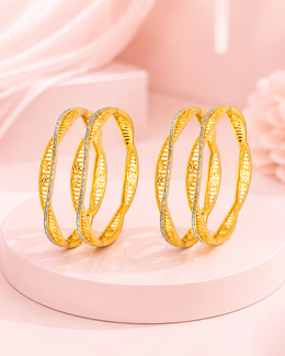 Minimalist Dual-Tone Beaded Slim Bangle Set (4 Pcs)