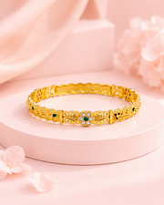 Triple-Tone Ribbed Geometric Bangle Set (Set of 4)