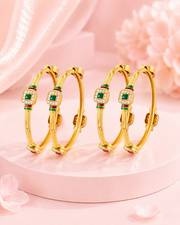 Trendy Zigzag Dual-Tone Gold Plated Bangle Set (Pack of 4)