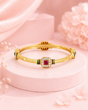 Trendy Zigzag Dual-Tone Gold Plated Bangle Set (Pack of 4)