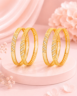 Designer Dual-Tone Filigree Circle Bangles (Set of 4)