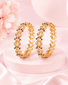 Minimalist Dual-Tone Beaded Slim Bangle Set (2 Pcs)