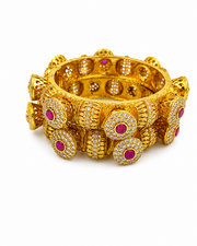 Stylish Royal Antique Bangles / Fancy Ruby-Pink Stone Kangan Set (Pack of 2)
