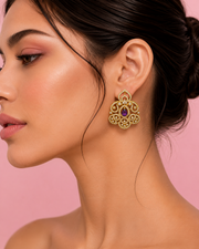 Fancy Purple Stone Gold Plated Earring | Stylish Partywear Studs for Girls