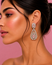 Fancy Stylish Pink Stone Partywear Earrings | New Design Silver AD Earrings