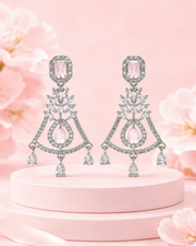 Trendy Fancy Pink Chandelier Earrings | Stylish AD Stone Partywear Earrings for Girls
