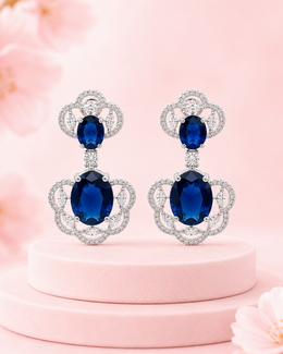 Stylish Royal Blue Crystal Earrings | Fancy Partywear Blue Drop Earrings | #Trending Blue Earrings