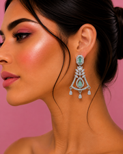 Fancy Stylish Mint Green Partywear Earrings | New Design Chandelier Earrings