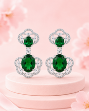 Fancy Green Stone Partywear Earrings | Stylish Emerald Drop Earrings | Trending Jewelry