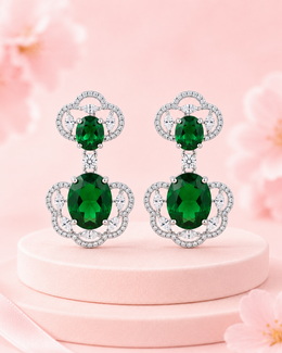 Fancy Green Stone Partywear Earrings | Stylish Emerald Drop Earrings | Trending Jewelry