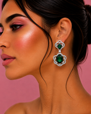 Fancy Green Stone Partywear Earrings | Stylish Emerald Drop Earrings | Trending Jewelry