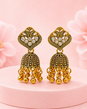Fancy Antique Gold Jhumka Earrings | Stylish Partywear Earrings for Women | Traditional Jhumki