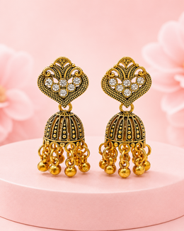 Fancy Antique Gold Jhumka Earrings | Stylish Partywear Earrings for Women | Traditional Jhumki